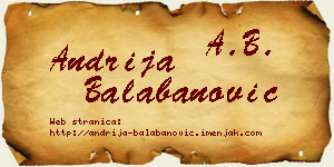 Andrija Balabanović vizit kartica